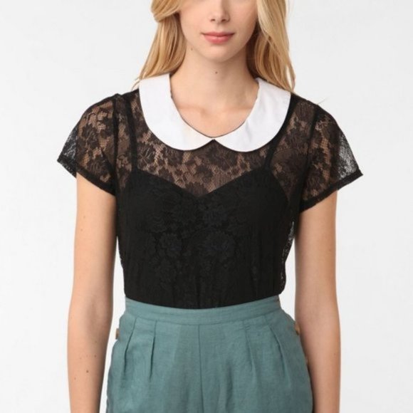 Urban Outfitters Pins and Needles Contrast Collar Lace Tee (size S) - Picture 9 of 10
